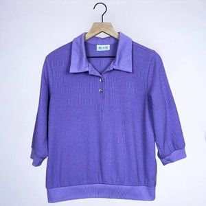 Blair Vintage Purple Collared Textured Henley S/M